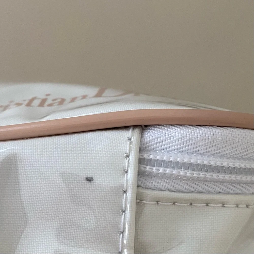 Christian Dior White Vinyl PVC Makeup Pouch Cosmetic Organizing Bag